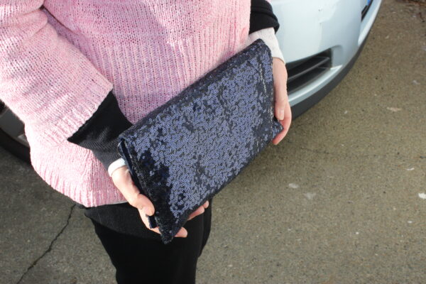 LONI Sparkly Sequin Party Evening Clutch Shoulder Bag