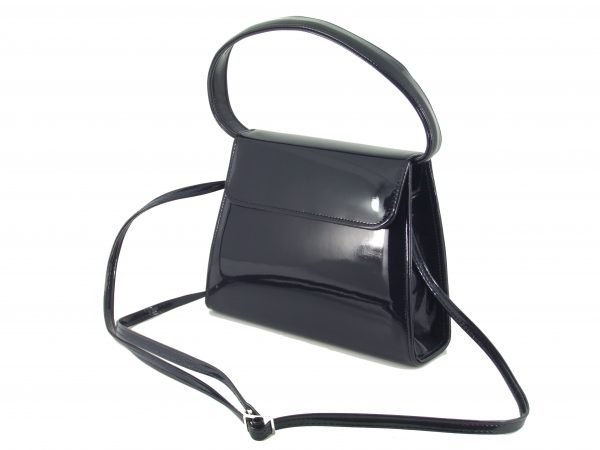 LONI Trophy Clutch Handbag with Shoulder Strap in Patent