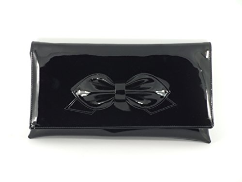 LONI Gorgeous Patent Clutch Shoulder Bow Bag
