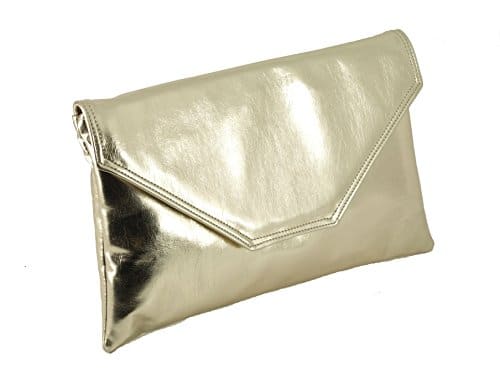 LONI Stylish Clutch Shoulder Bag Metallic Envelope Large