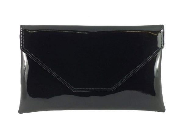 LONI Stylish Clutch/ Shoulder Bag in Patent Faux Leather Large Envelope