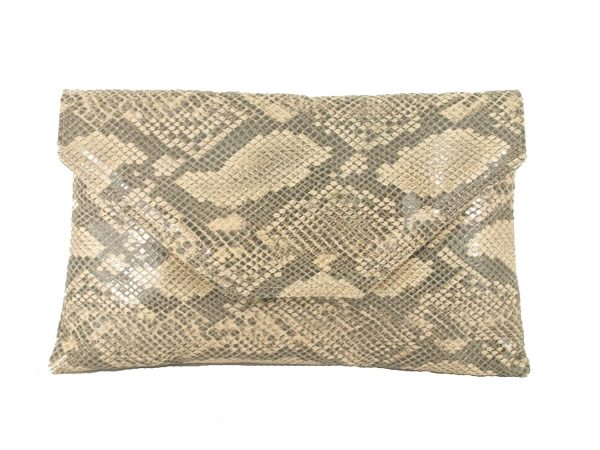 LONI Stylish Clutch/Shoulder Bag Faux Snakeskin Large