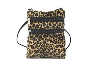 Loni Funky Small Flat Shoulder Bag/Cross-Body Bag Animal Print Velour Bag