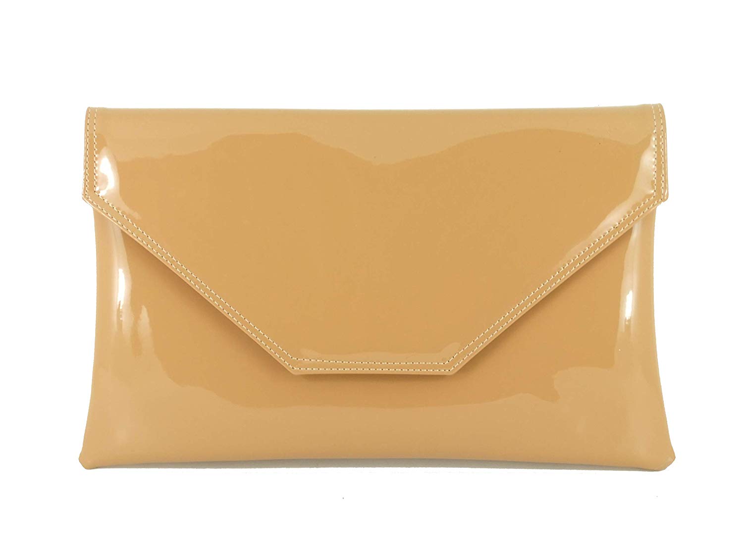 Big Handbag Shop Faux Leather Envelope Clutch Bag with Shoulder Strap 