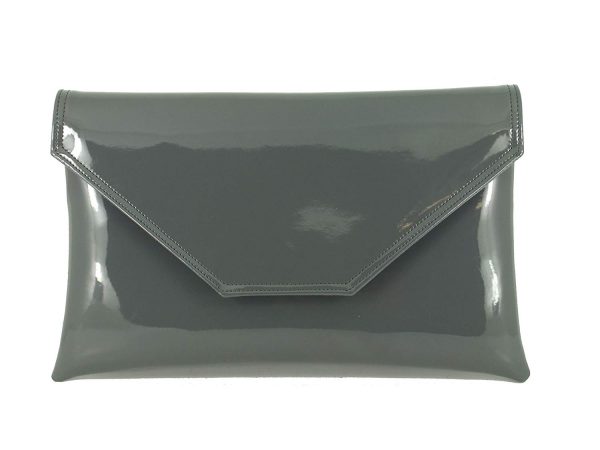 LONI Stylish Clutch/ Shoulder Bag in Patent Faux Leather Large Envelope - Image 8